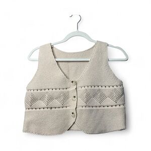 SHEIN Cream Knit Button-Up Vest (Size XS)